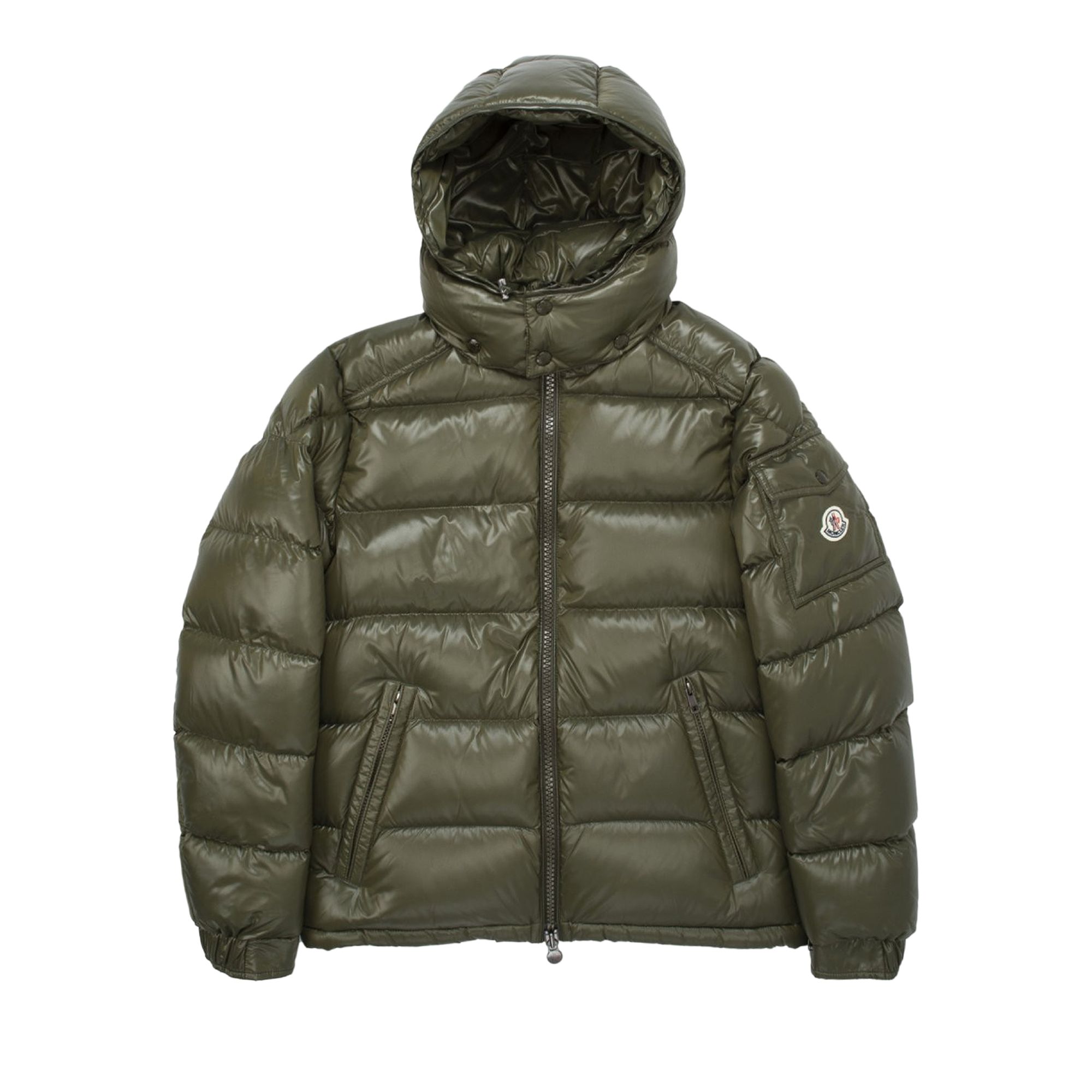 Pre-owned Moncler Maya Hooded Puffer Shiny Jacket 'dark Green' | Men's Size 3