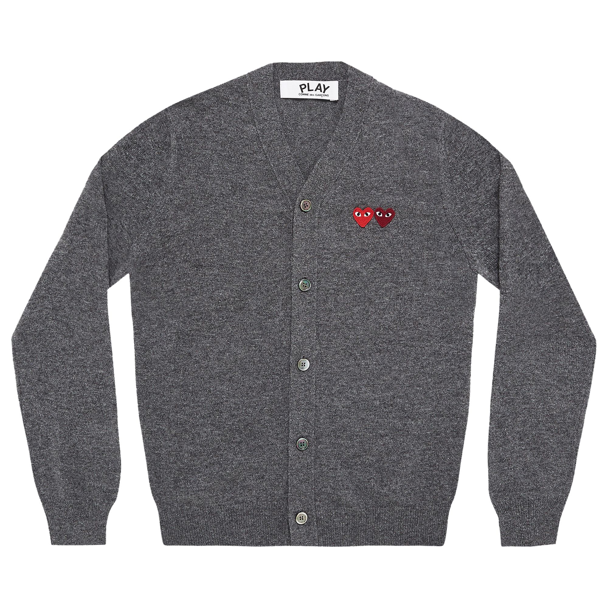 Pre-owned Comme Des Garçons Play Double Heart Cardigan 'grey'