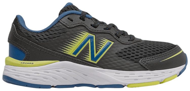 New Balance 680v6 Kids X Wide Black Oxygen Blue Yellow