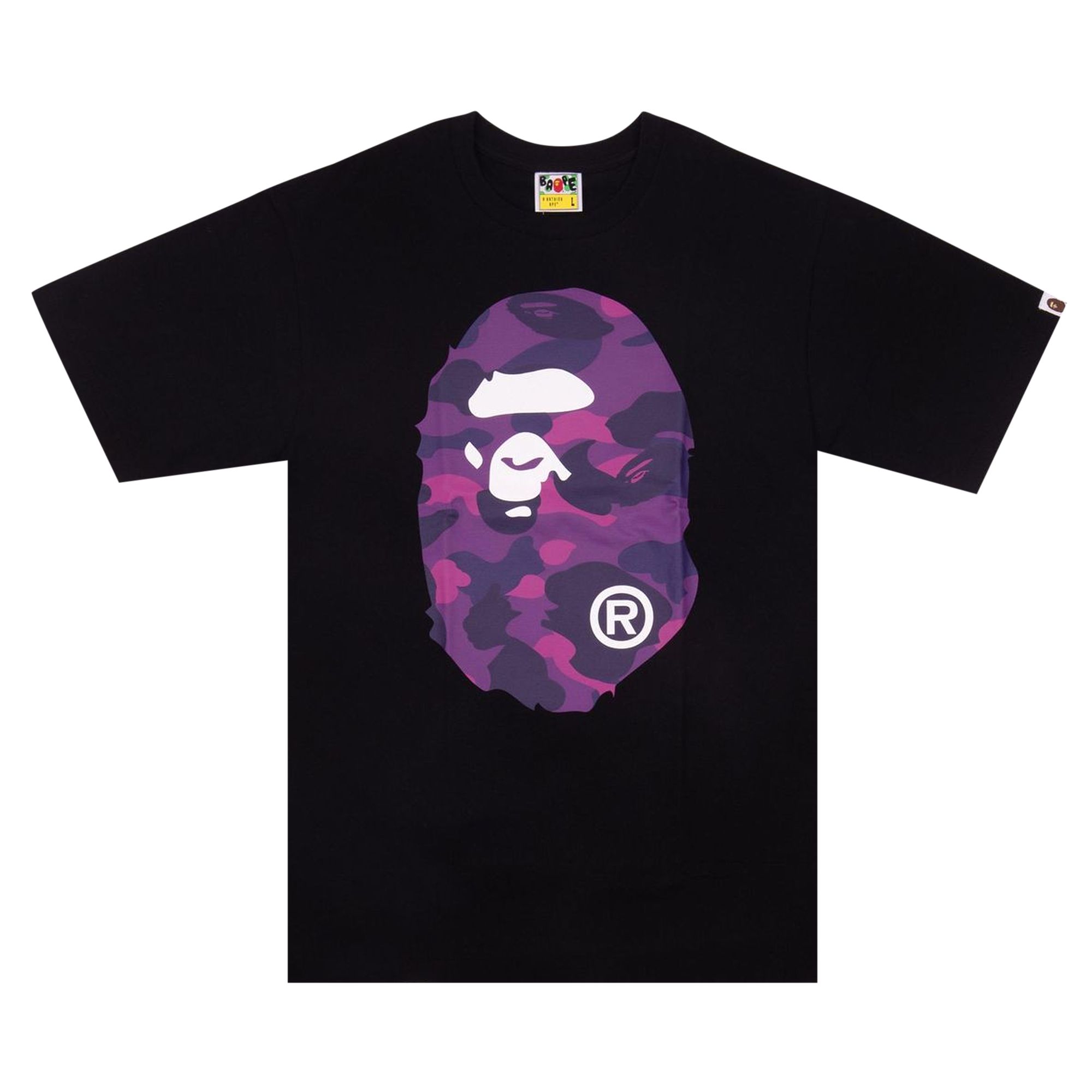 BAPE Color Camo Big Ape Head Tee 'Black/Purple' | Men's Size L