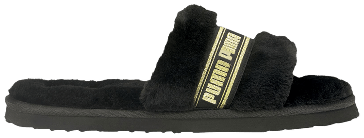 Puma Wmns Fluff Slide Black Team Gold