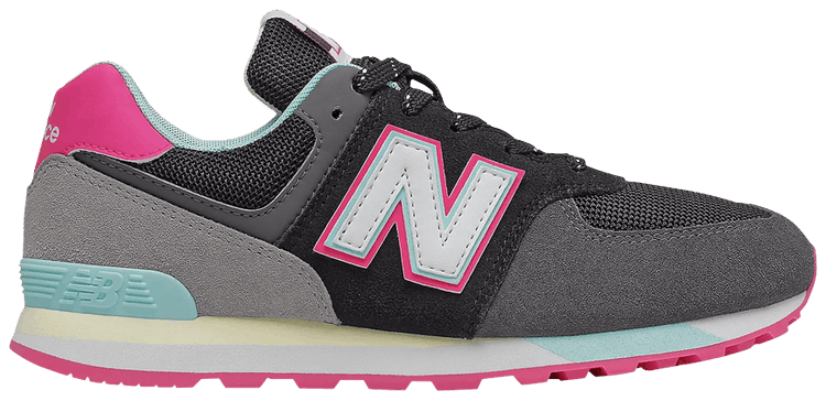 New Balance 574 Big Kid Wide Black Pink Glow