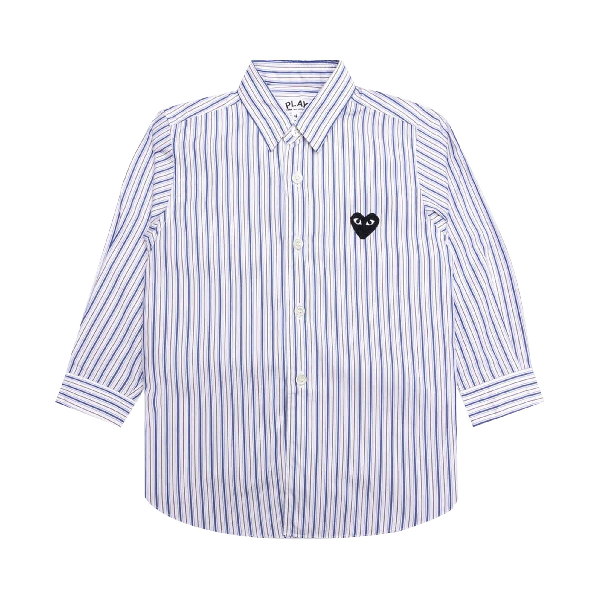 Pre-owned Comme Des Garçons Play Striped Shirt 'white/blue/brown' | Multi-color | Kid's Size 4