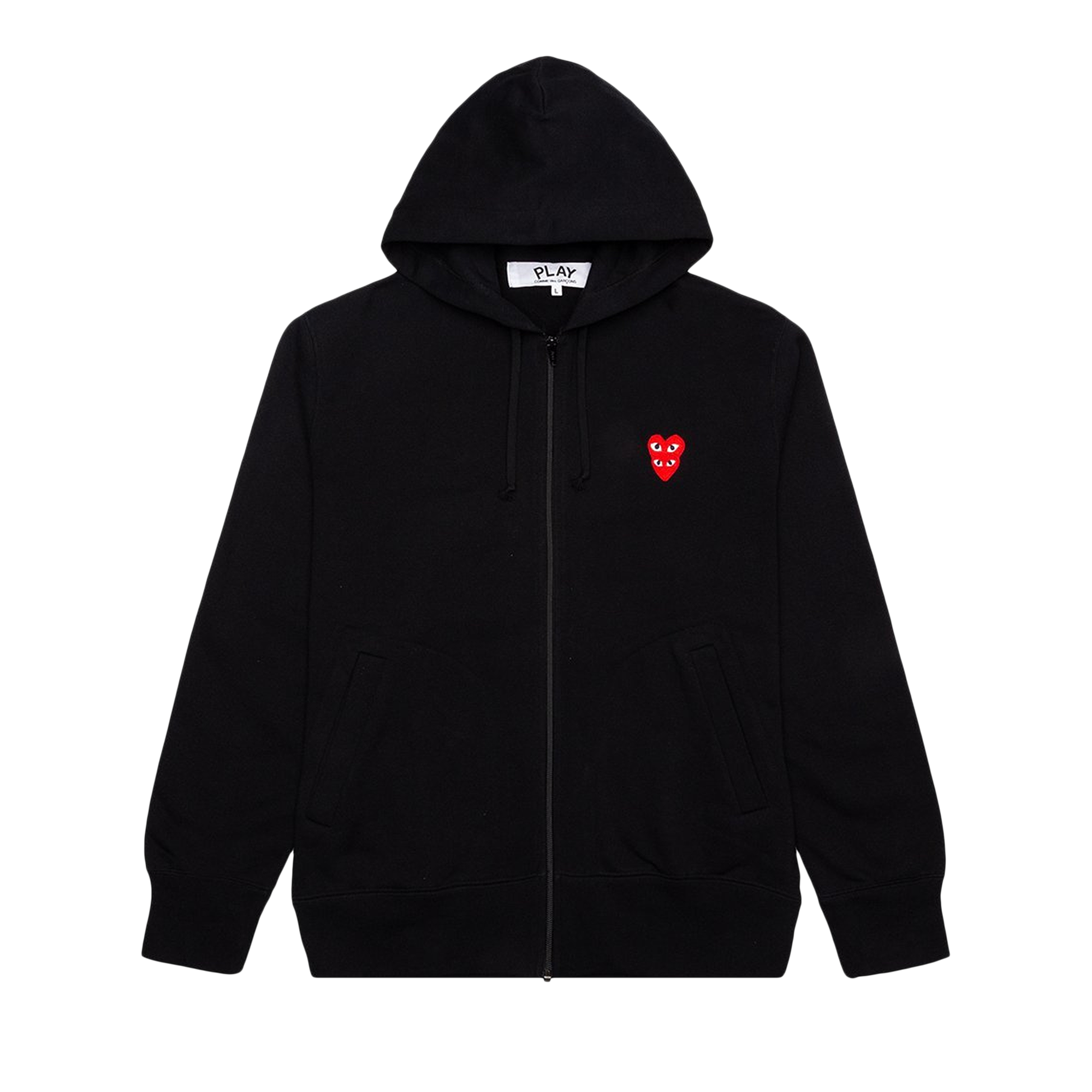 Pre-owned Comme Des Garçons Play Stacked Heart Hooded Sweatshirt 'black'