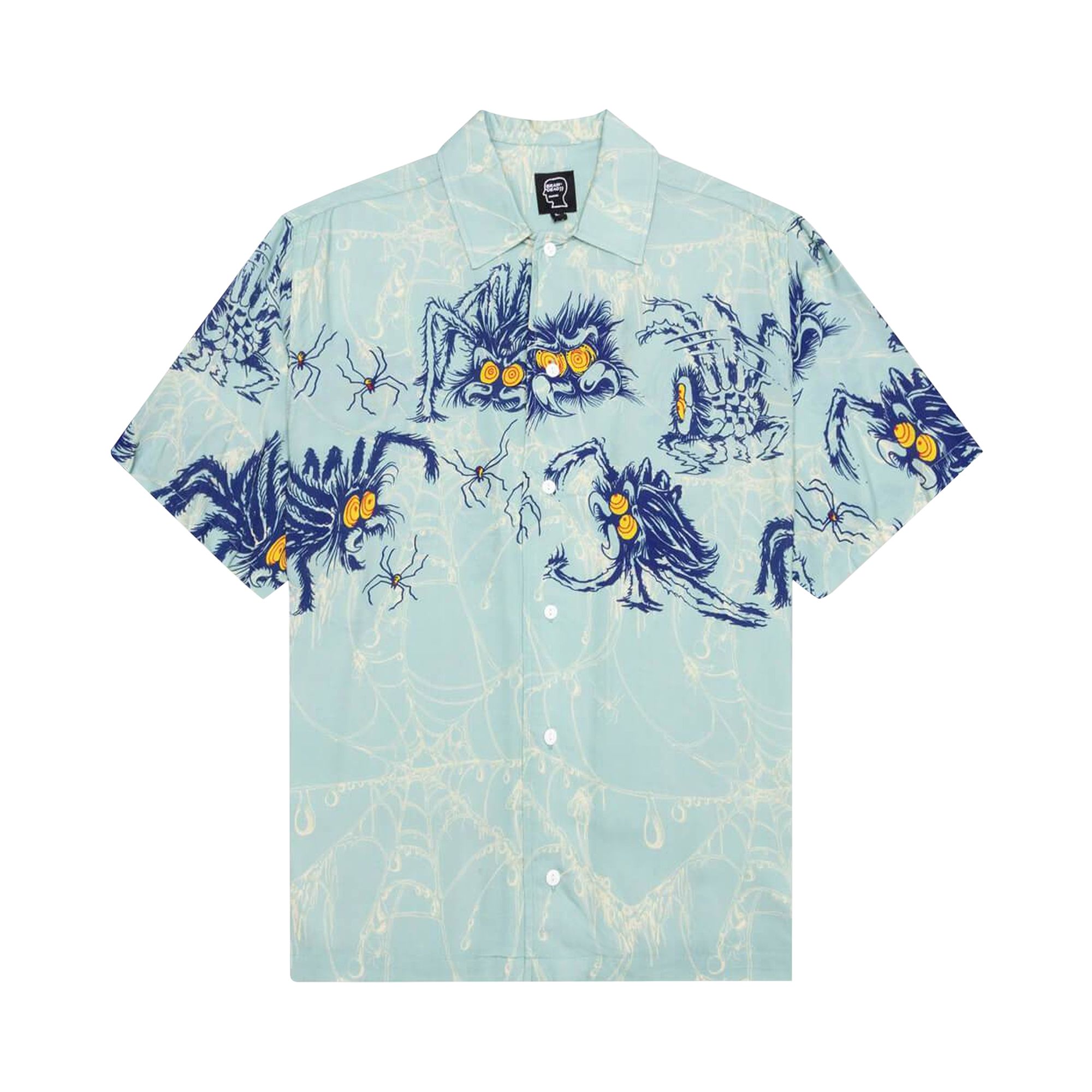 Pre-owned Brain Dead Horfee Spiders Rayon Shirt 'light Blue' | Men's Size Xl
