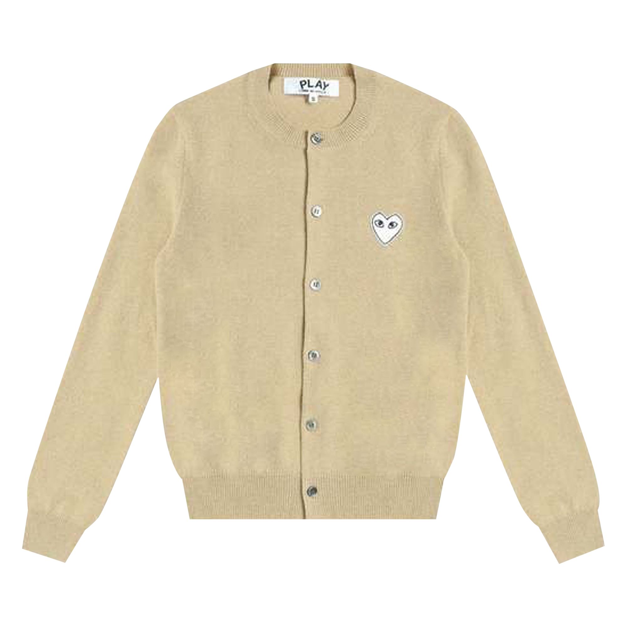 Pre-owned Comme Des Garçons Play Heart Patch Cardigan 'beige' | Cream | Women's Size M