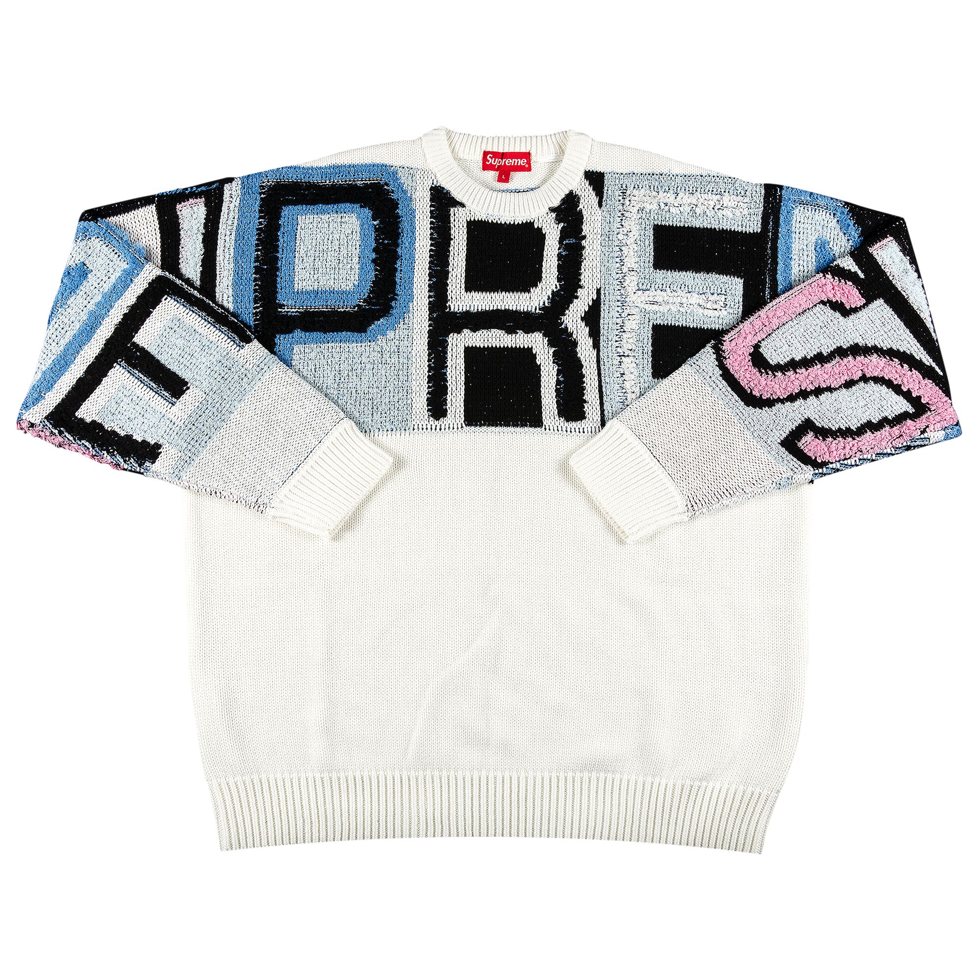 Supreme Chenille Logo Sweater 'White' | Men's Size M