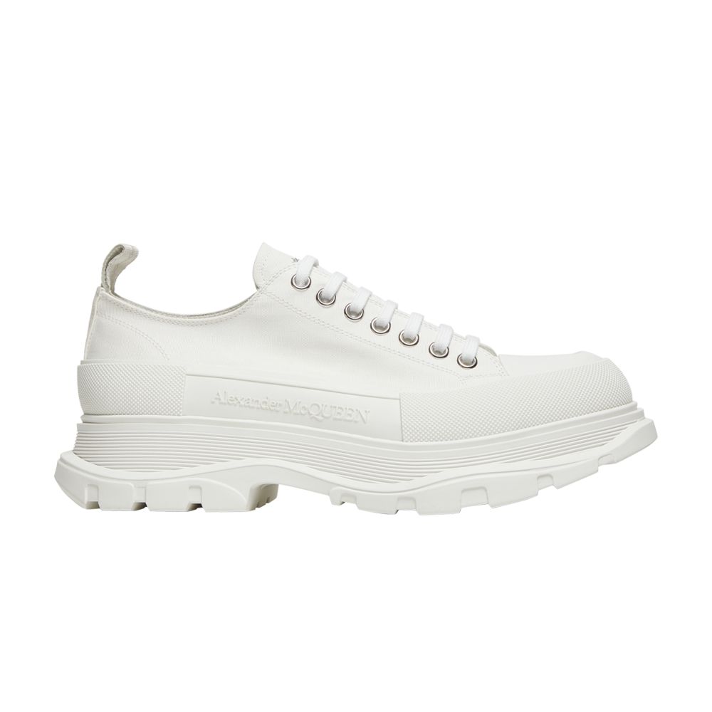 Pre-owned Alexander Mcqueen Tread Slick Lace Up 'white' | Men's Size 39.5