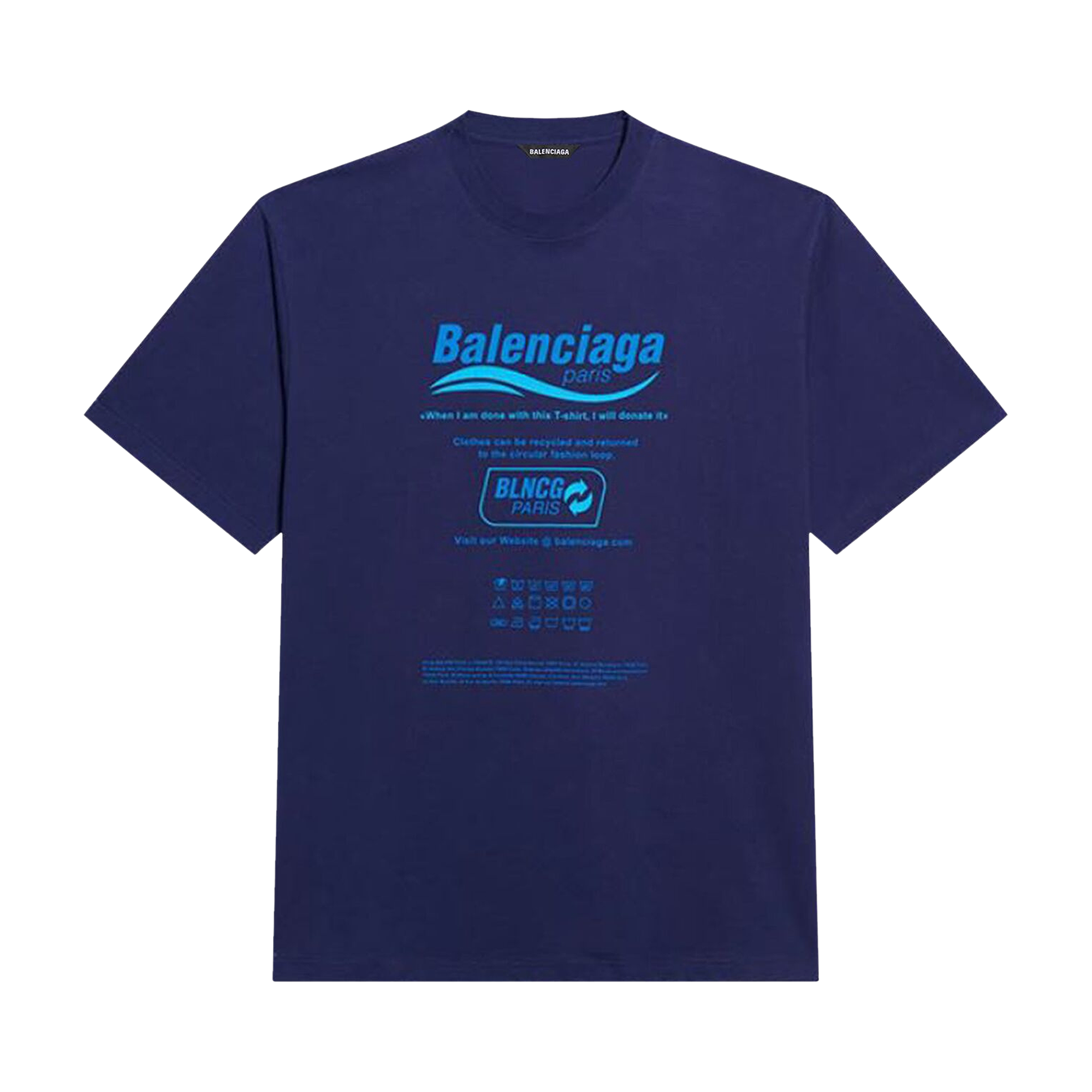Pre-owned Balenciaga Boxy T-shirt 'blue'