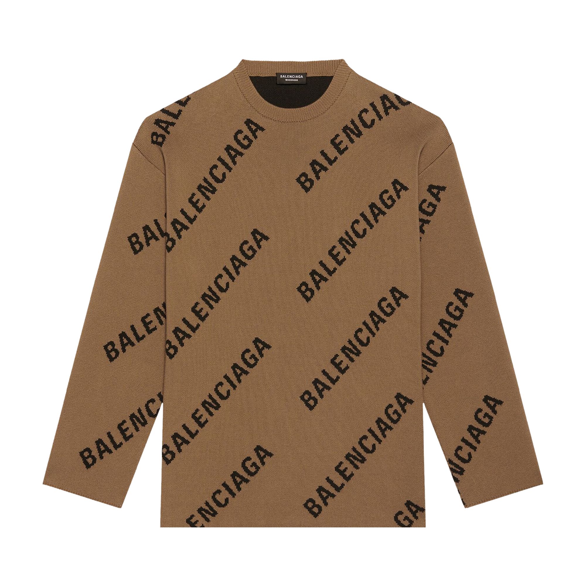 Balenciaga Allover Logo Crewneck 'Black' | Men's Size M