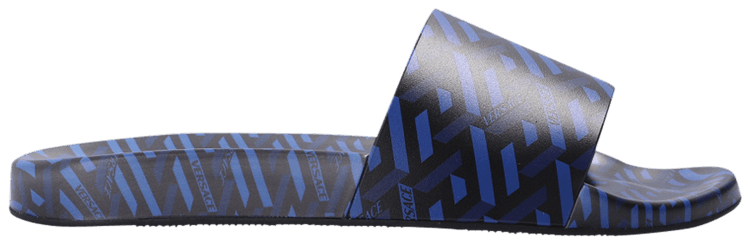 Versace Slide Monogrammed Geometric Logo   Blue