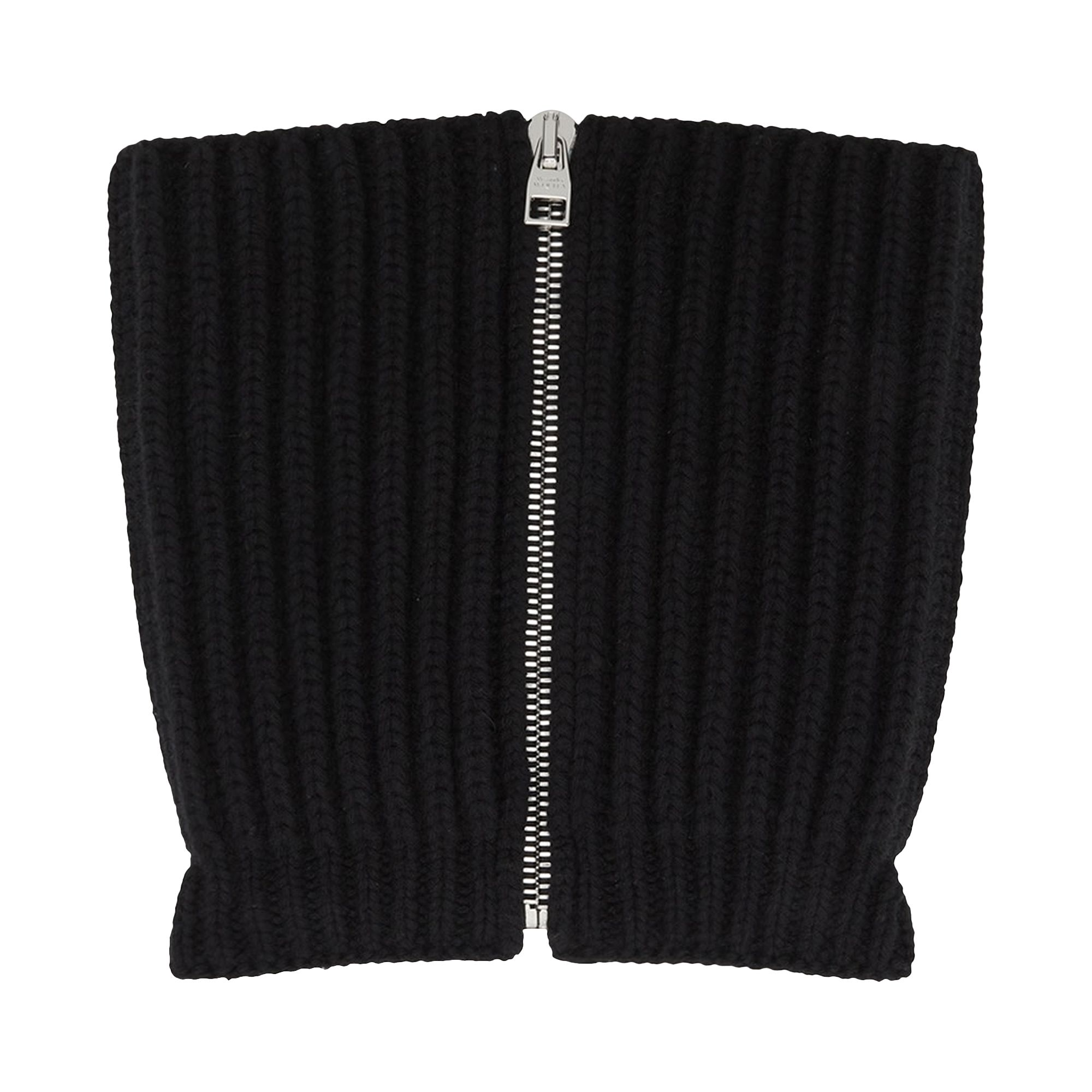 Pre-owned Alexander Mcqueen Wool And Cashmere Zip Scarf 'black' | Men's Size Onesize