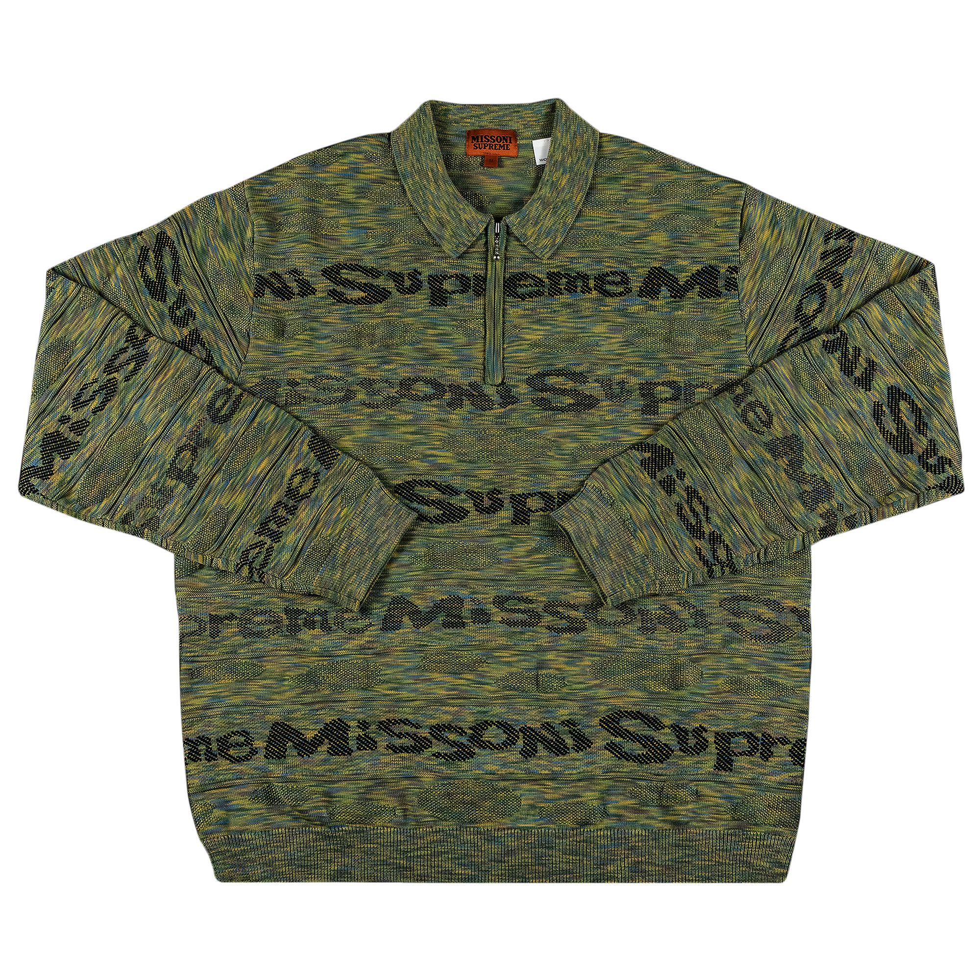 Supreme x Missoni Zip Long-Sleeve Polo 'Lime' | Green | Men's Size XL