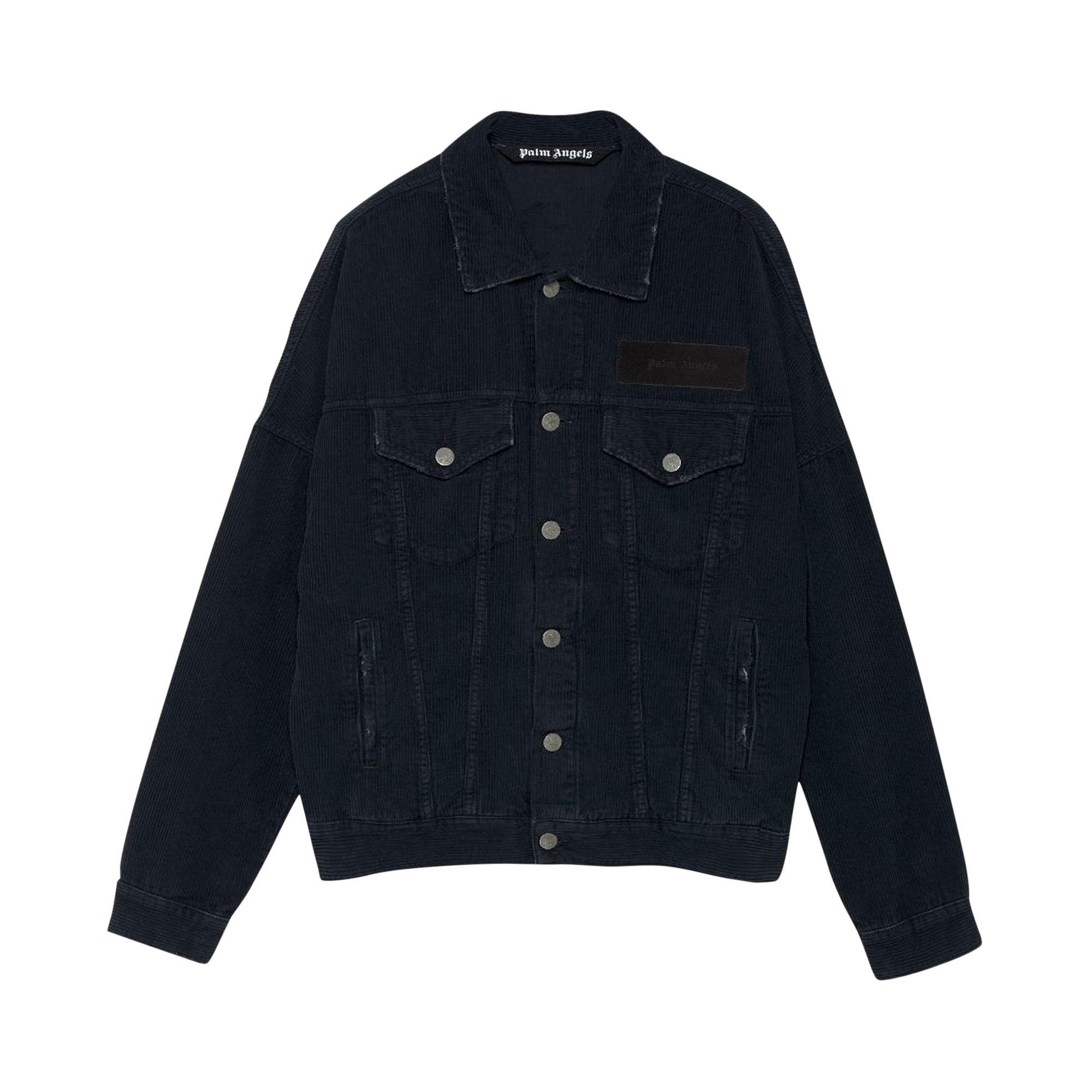 Palm Angels Corduroy Logo Denim Jacket 'Black' | Men's Size XS