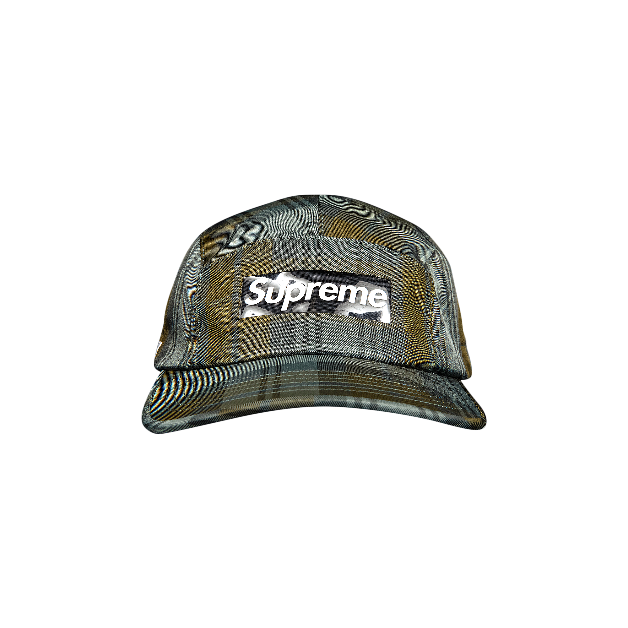 Pre-owned Supreme Gore-tex Tech Camp Cap 'olive Plaid' In Green