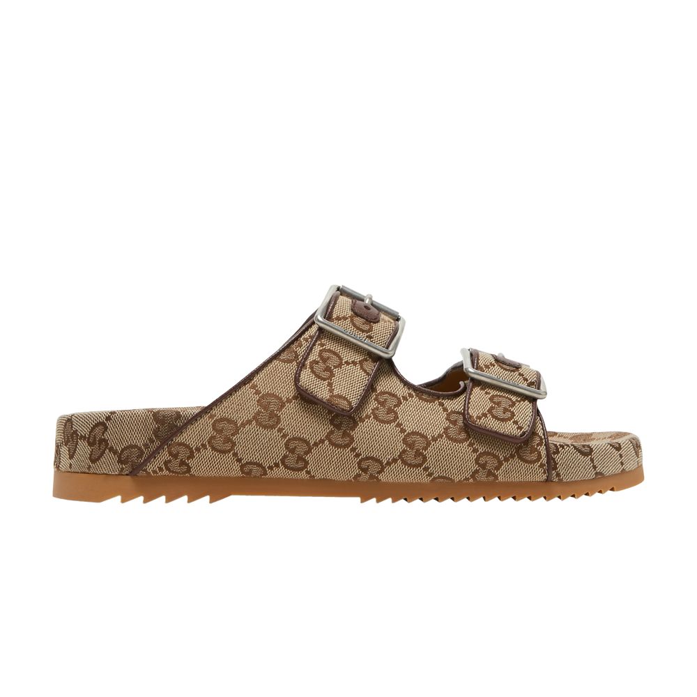 Pre-owned Gucci Slide Sandal Strap 'beige Monogram' In Brown