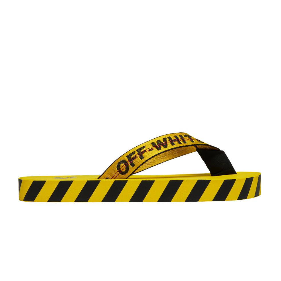 Pre-owned Off-white Industrial Flip Flops 'logo Tape - Yellow' 2021 | Men's Size 43