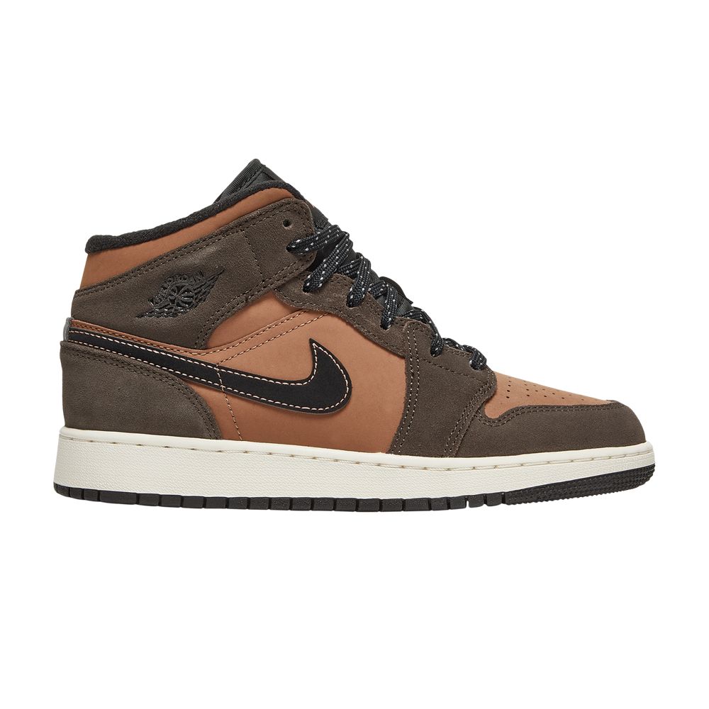Pre-owned Air Jordan 1 Mid Se Gs 'earth Tone' | Brown | Kid's Size 5.5