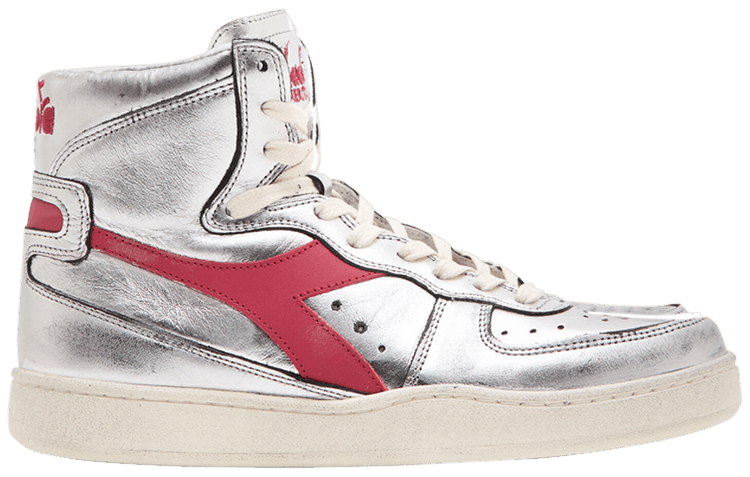 Diadora Wmns Mi Basket High Used   Silver Red