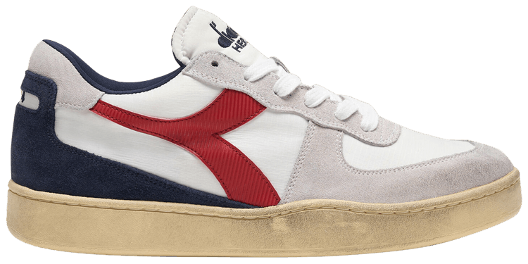 Diadora Mi Basket Low Ripstop White Blue Print