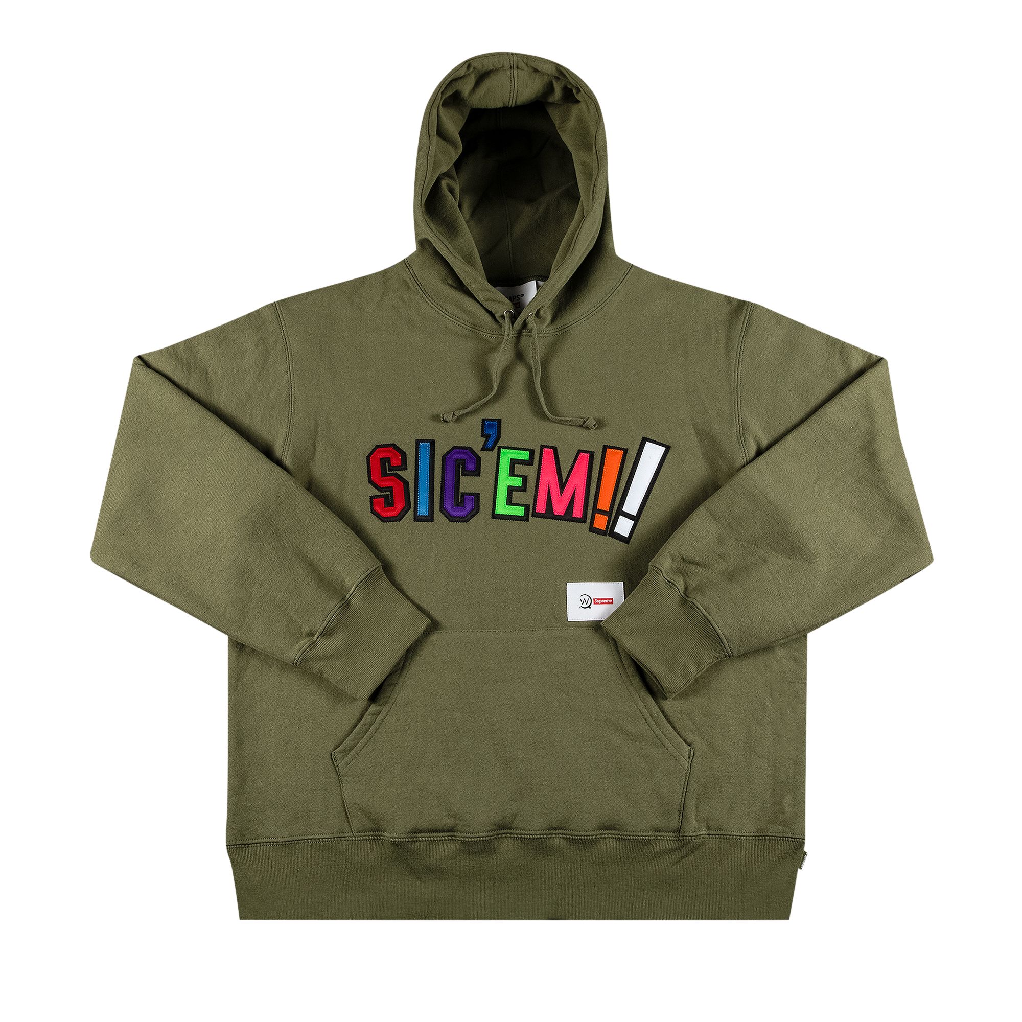 Supreme x WTAPS Sic'em! Hooded Sweatshirt 'Light Olive' | Green | Men's Size S