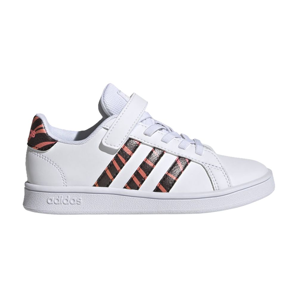 Pre-owned Adidas Originals Adidas Grand Court J 'tiger Stripes' | White | Kid's Size 3