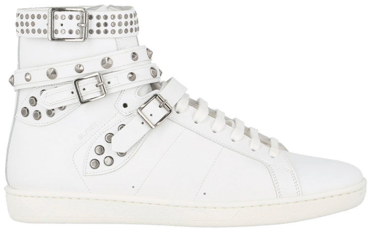 【関税&送料込】Saint Laurent White Leather Sl 16 Sneakers Buy Saint Laurent SL-16H High 'White Studded' - 361277 AQI00