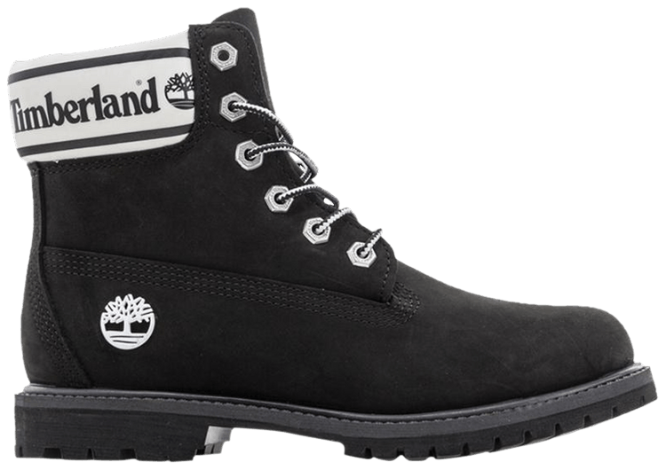 Timberland Wmns 6 Inch Premium Logo Collar   Black Grey