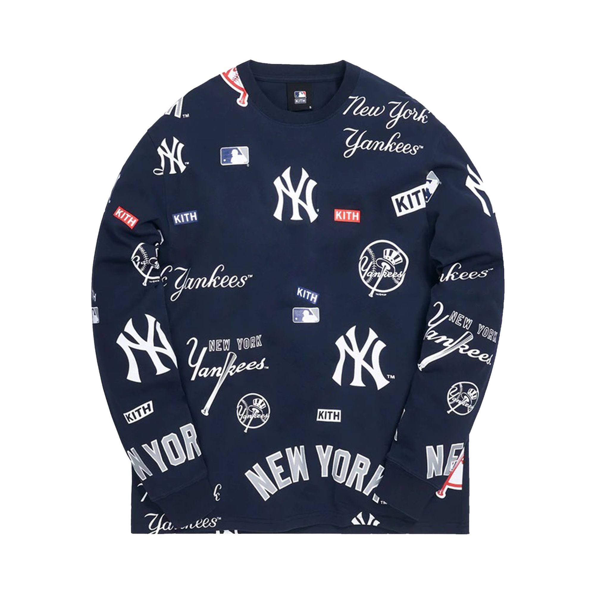 Pre-owned Kith For The New York Yankees All Over Long-sleeve Tee 'navy' In Blue