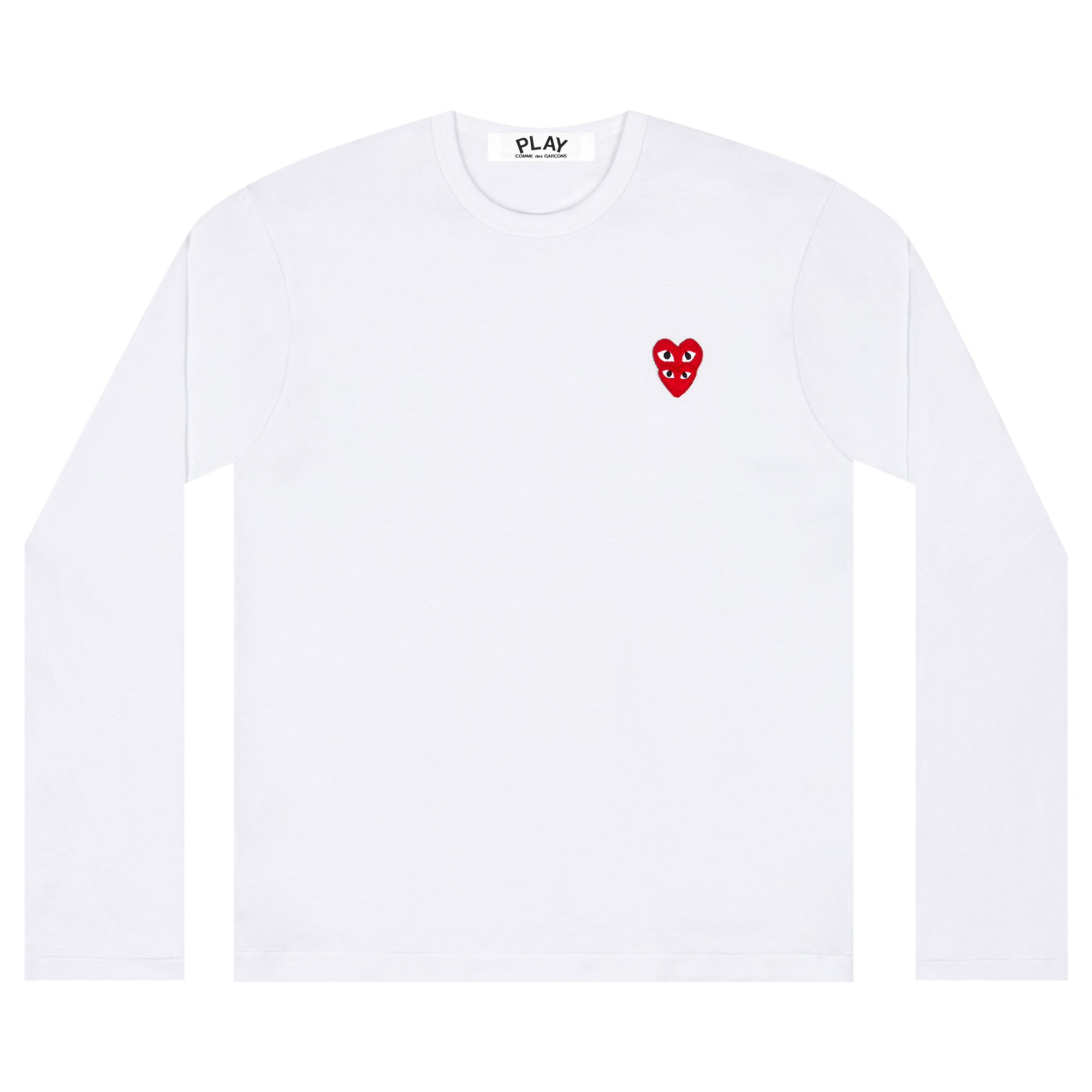 Pre-owned Comme Des Garçons Play Double Heart Logo Long-sleeve Tee 'white'