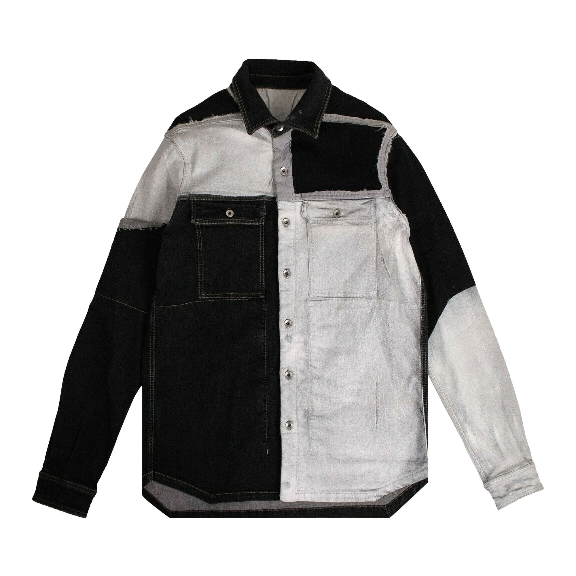Pre-owned Rick Owens Contrast Panel Denim Jacket 'black/white' | Men's Size M