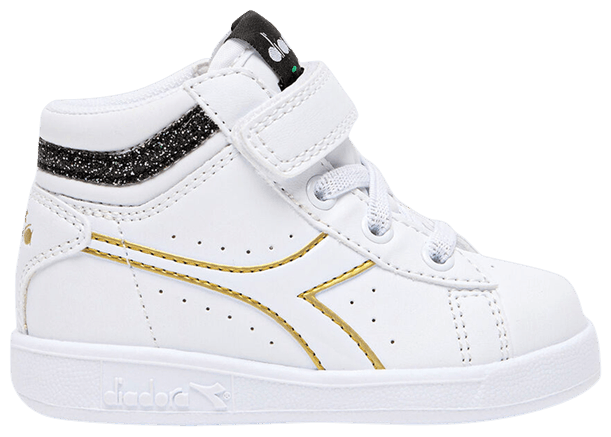 Diadora Game P High Toddler White Black Gold
