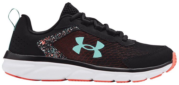 Under Armour Assert 9 GS Paint Splatter   Black Tile Blue