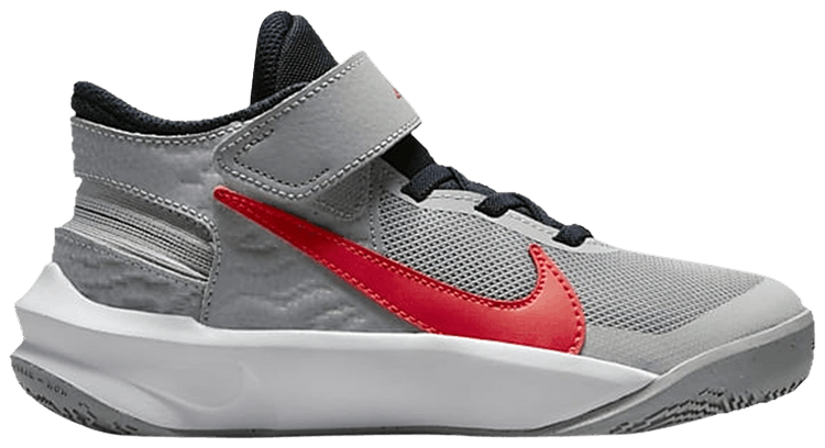 Nike Team Hustle D10 FlyEase PS Grey Bright Crimson