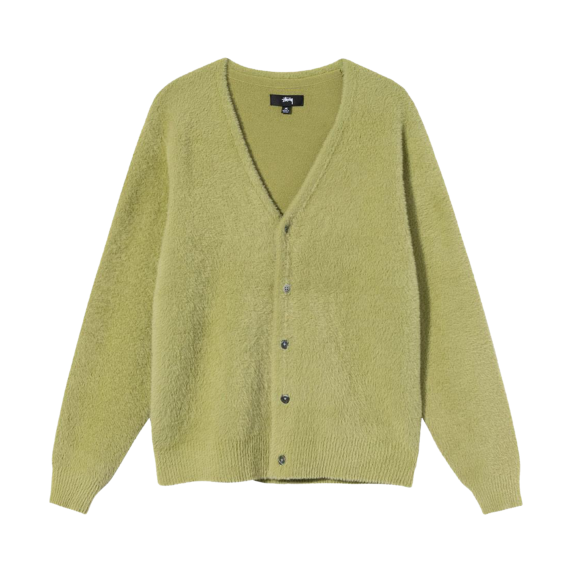 Pre-owned Stussy Shaggy Cardigan 'lime' In Green