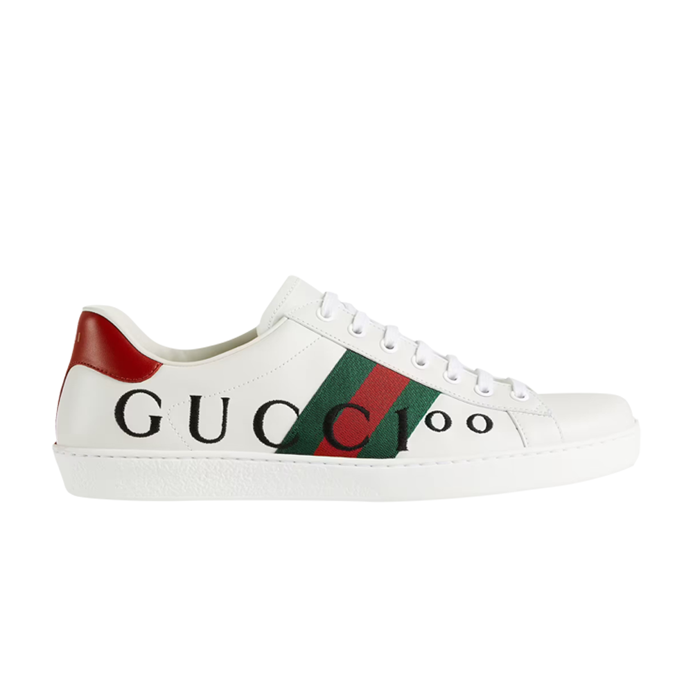 Pre-owned Gucci Ace ' 100 Print' In White