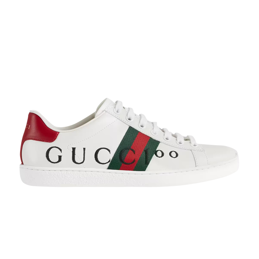 Pre-owned Gucci Wmns Ace ' 100 Print' In White