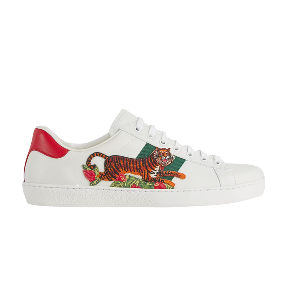 Pre-owned Gucci Ace 'tiger Patch' In White