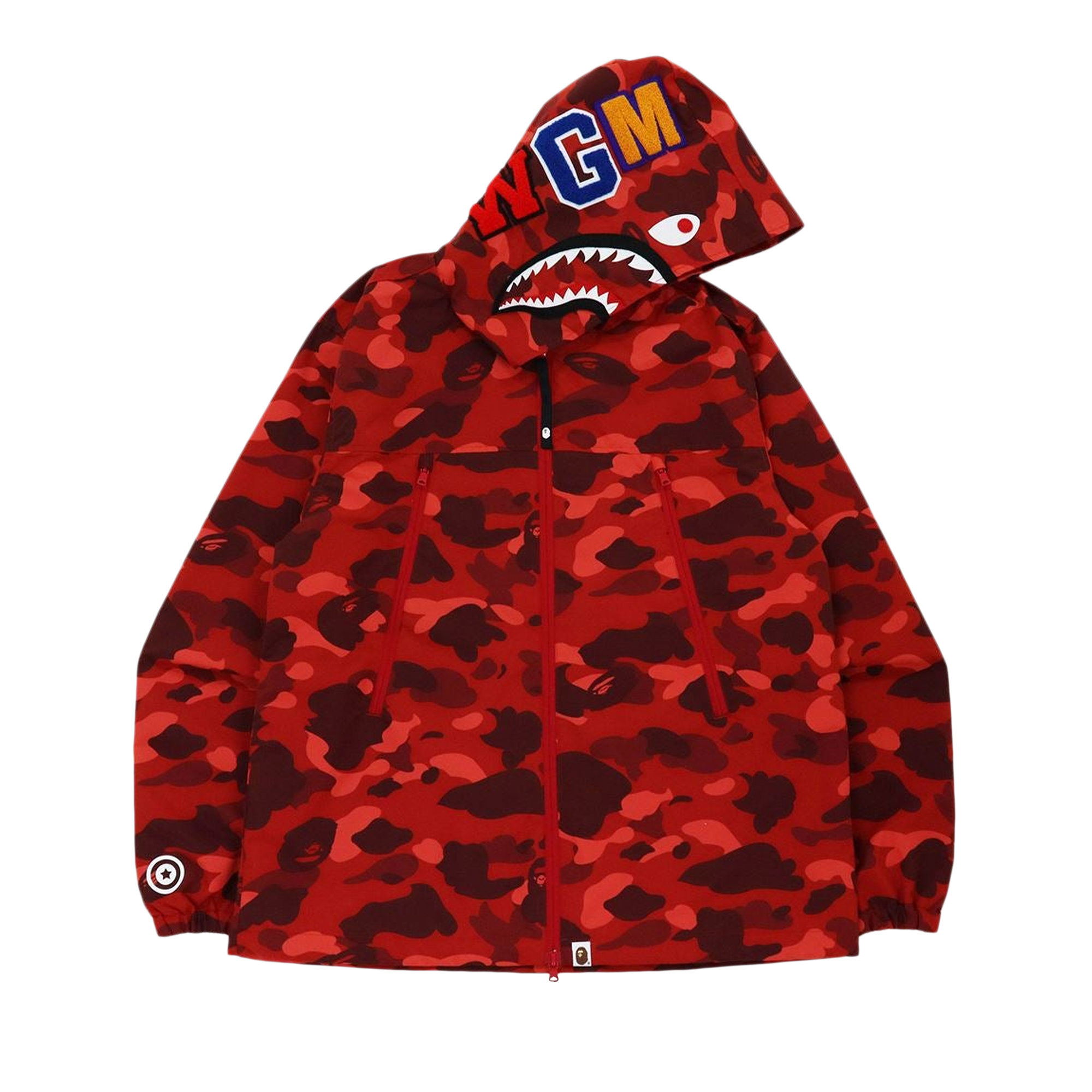 Pre-owned Bape Color Camo Shark Hoodie Jacket 'red'