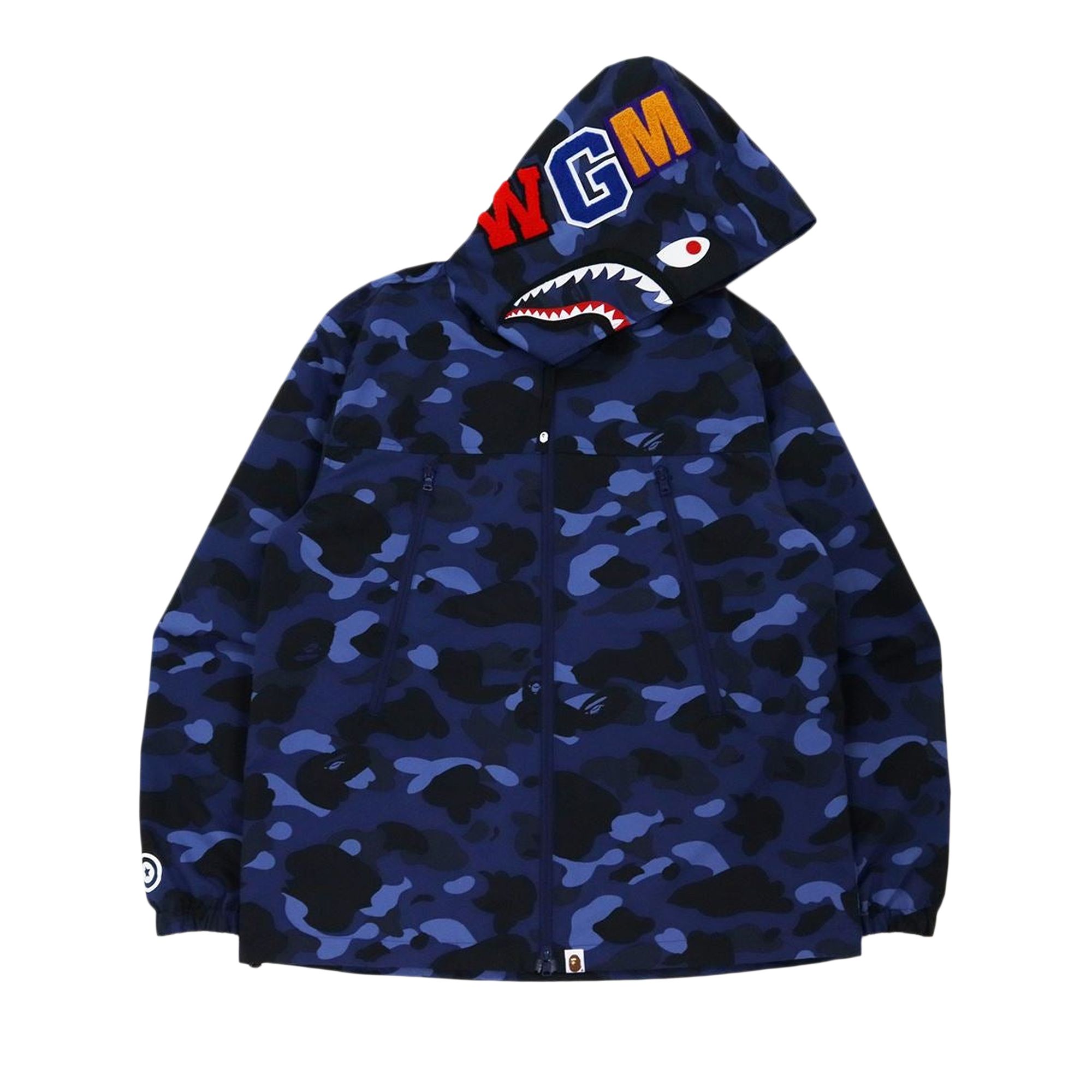Pre-owned Bape Color Camo Shark Hoodie Jacket 'navy' | Blue | Men's Size M