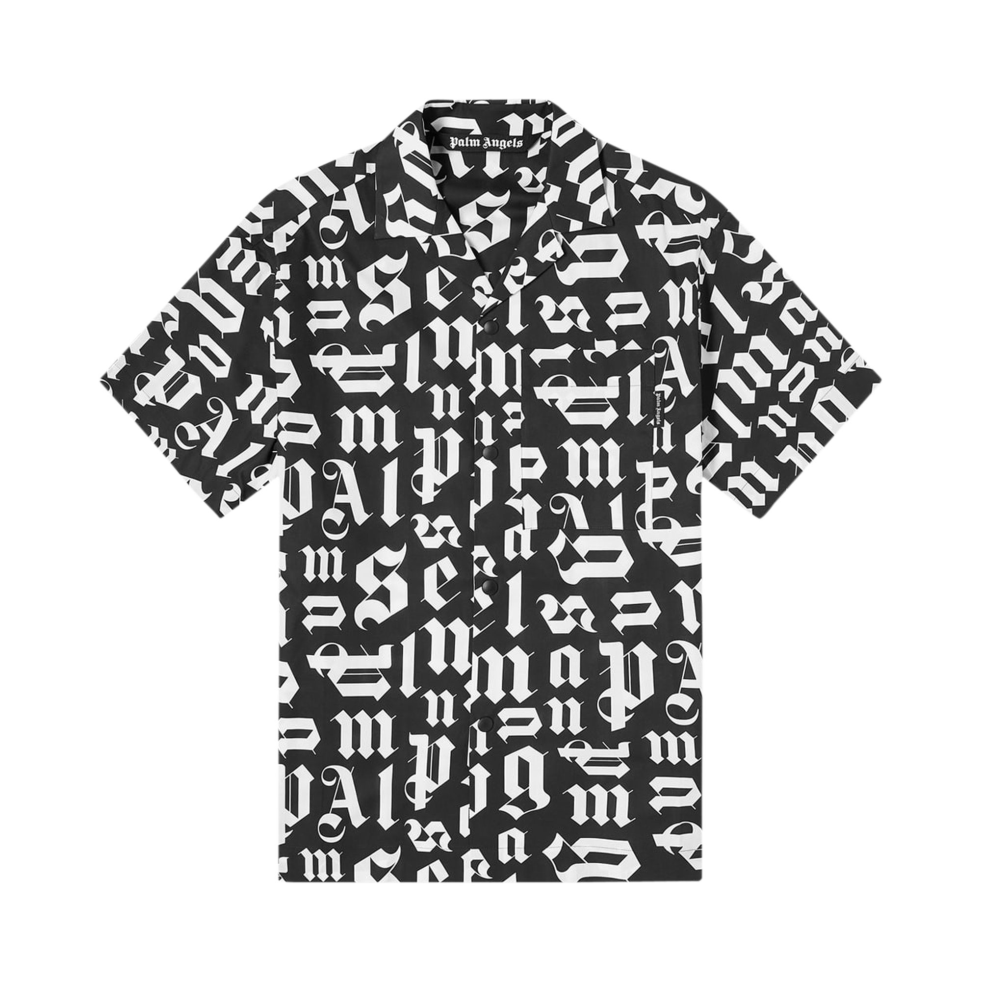 Pre-owned Palm Angels Broken Monogram Bowling Shirt 'black/white' | Men's Size M
