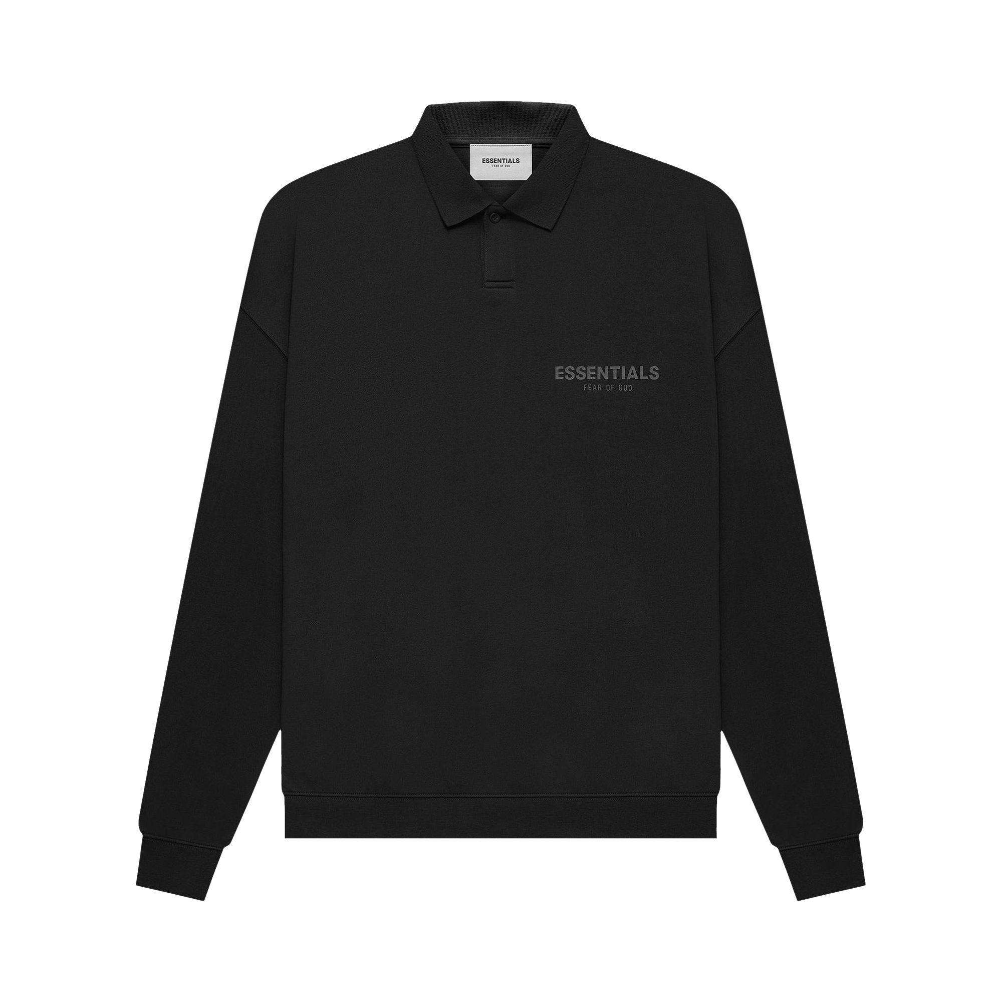 Fear of God Essentials Long-Sleeve Polo 'Black' | Men's Size 2XS