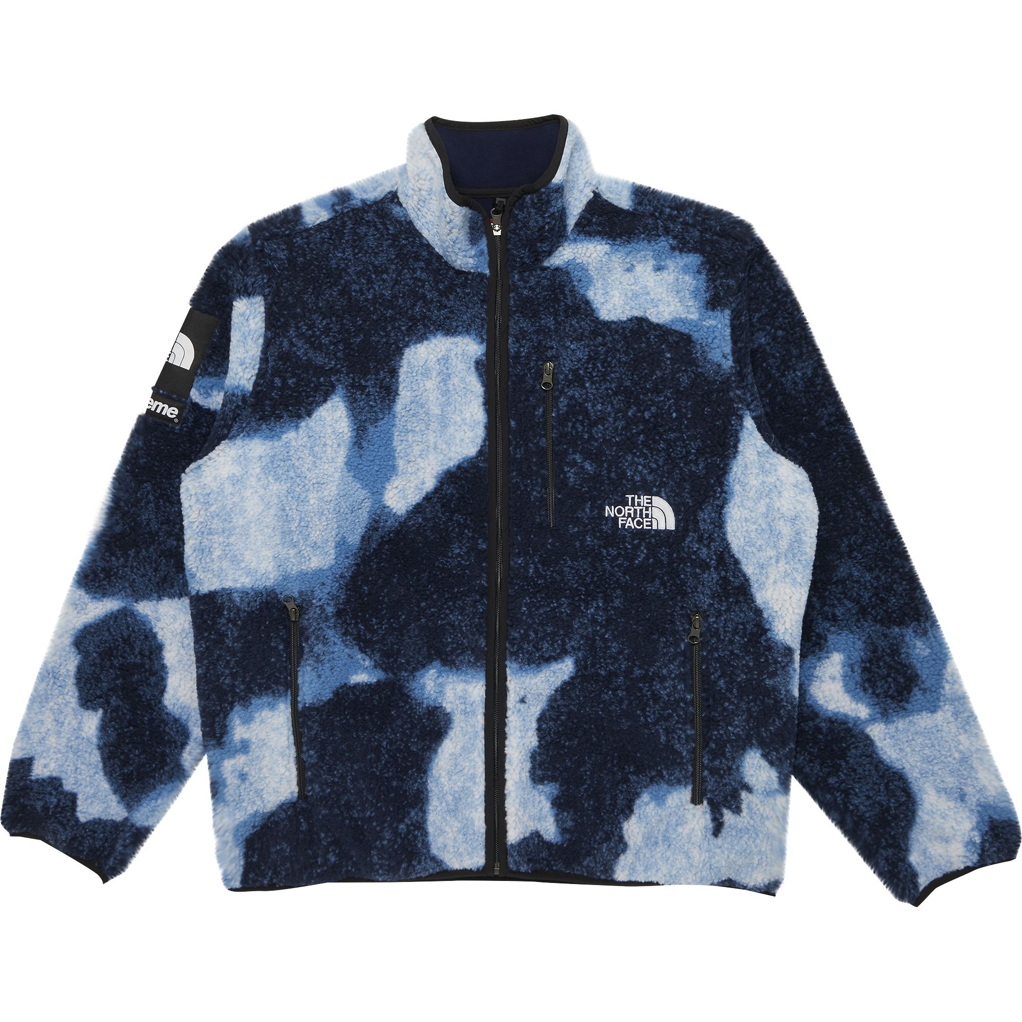 Supreme x The North Face Bleached Denim Print Fleece Jacket 'Indigo' | Blue | Men's Size XL