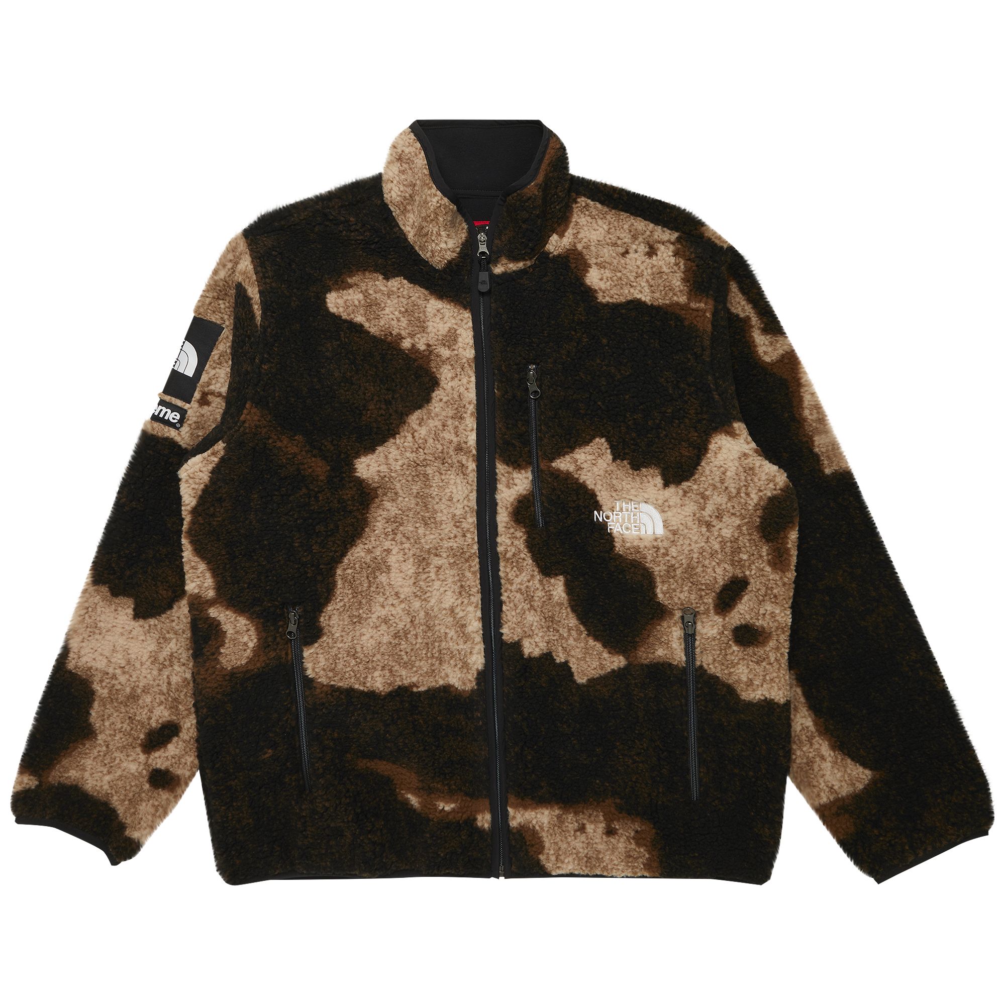 Supreme x The North Face Bleached Denim Print Fleece Jacket 'Black' | Men's Size S