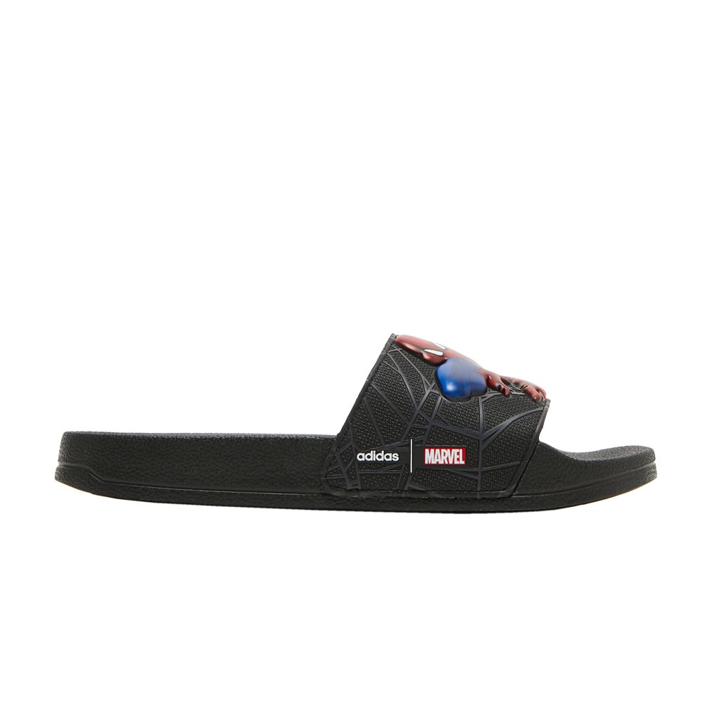 Pre-owned Adidas Originals Adidas Marvel X Adilette Shower Slide J 'spider-man' | Black | Kid's Size 5