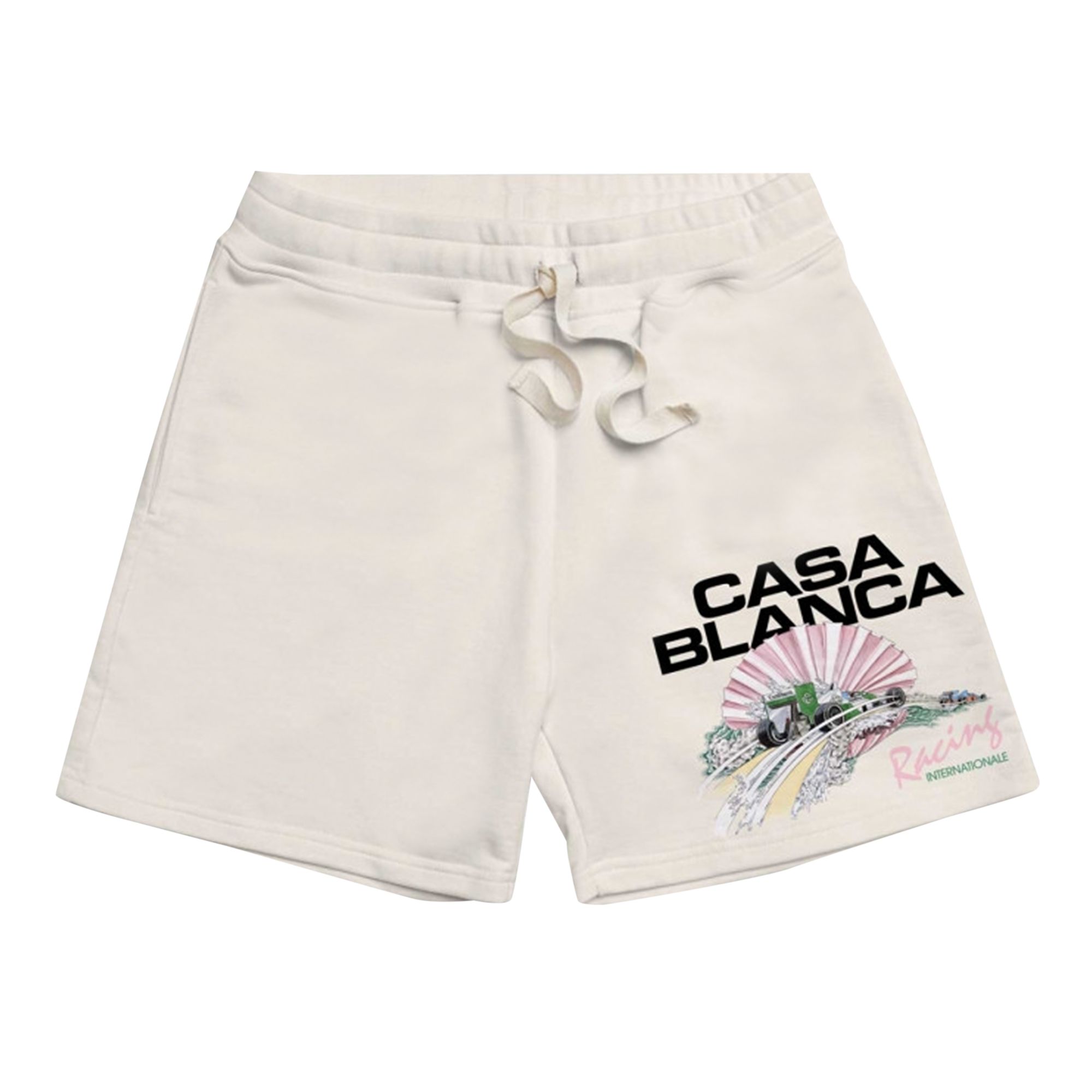 Pre-owned Casablanca Racing Shell Embroidered Sweatshort 'off White' In Cream