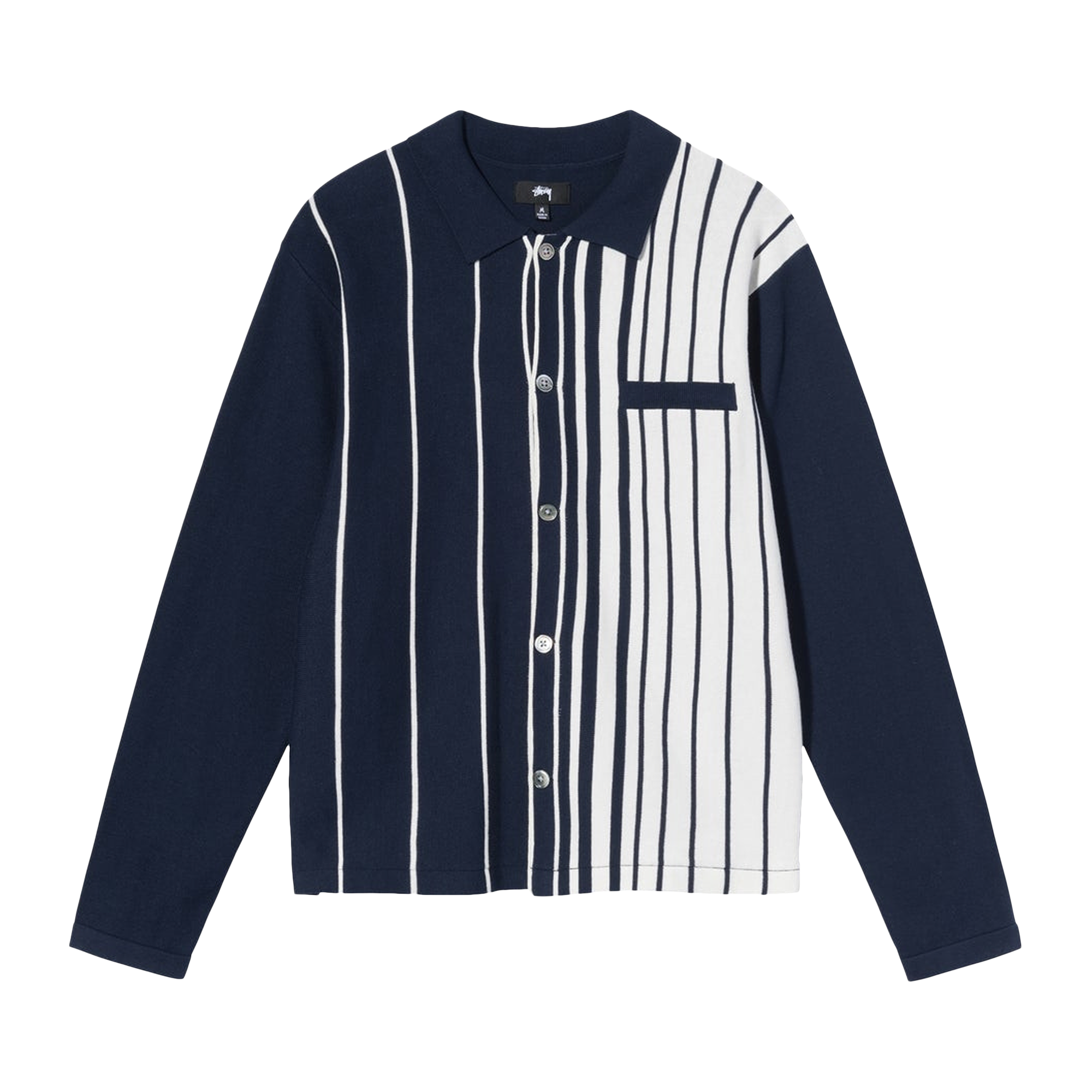 Pre-owned Stussy Striped Knit Shirt 'navy' In Blue