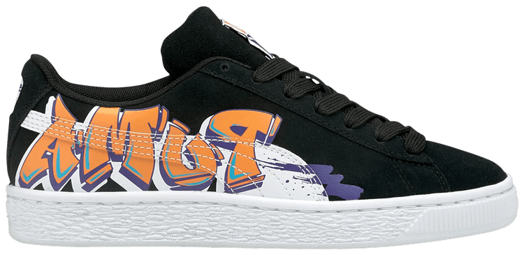 Puma Suede Street Art Jr Black Vibrant Orange