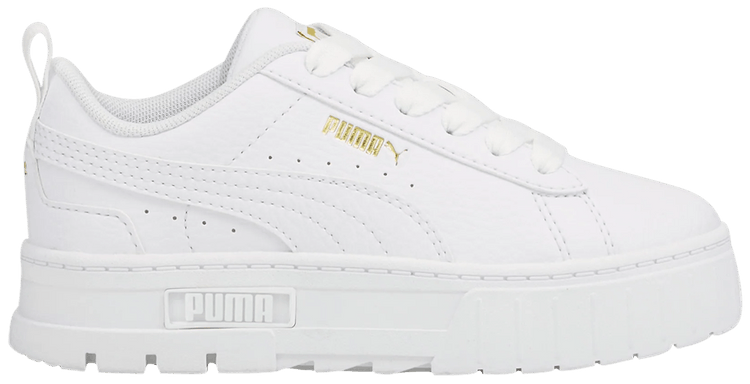 Puma Mayze Leather Little Kid White Team Gold