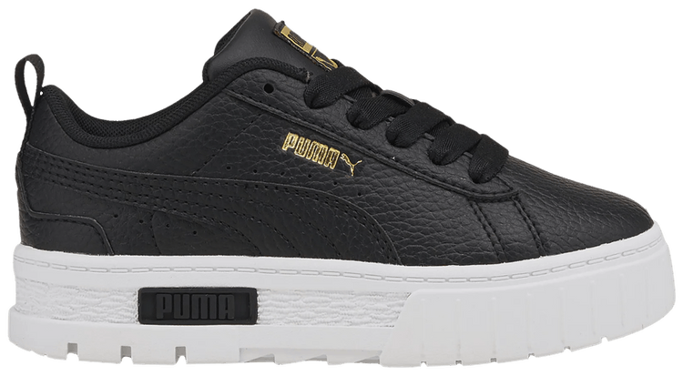 Puma Mayze Leather Little Kid Black Team Gold